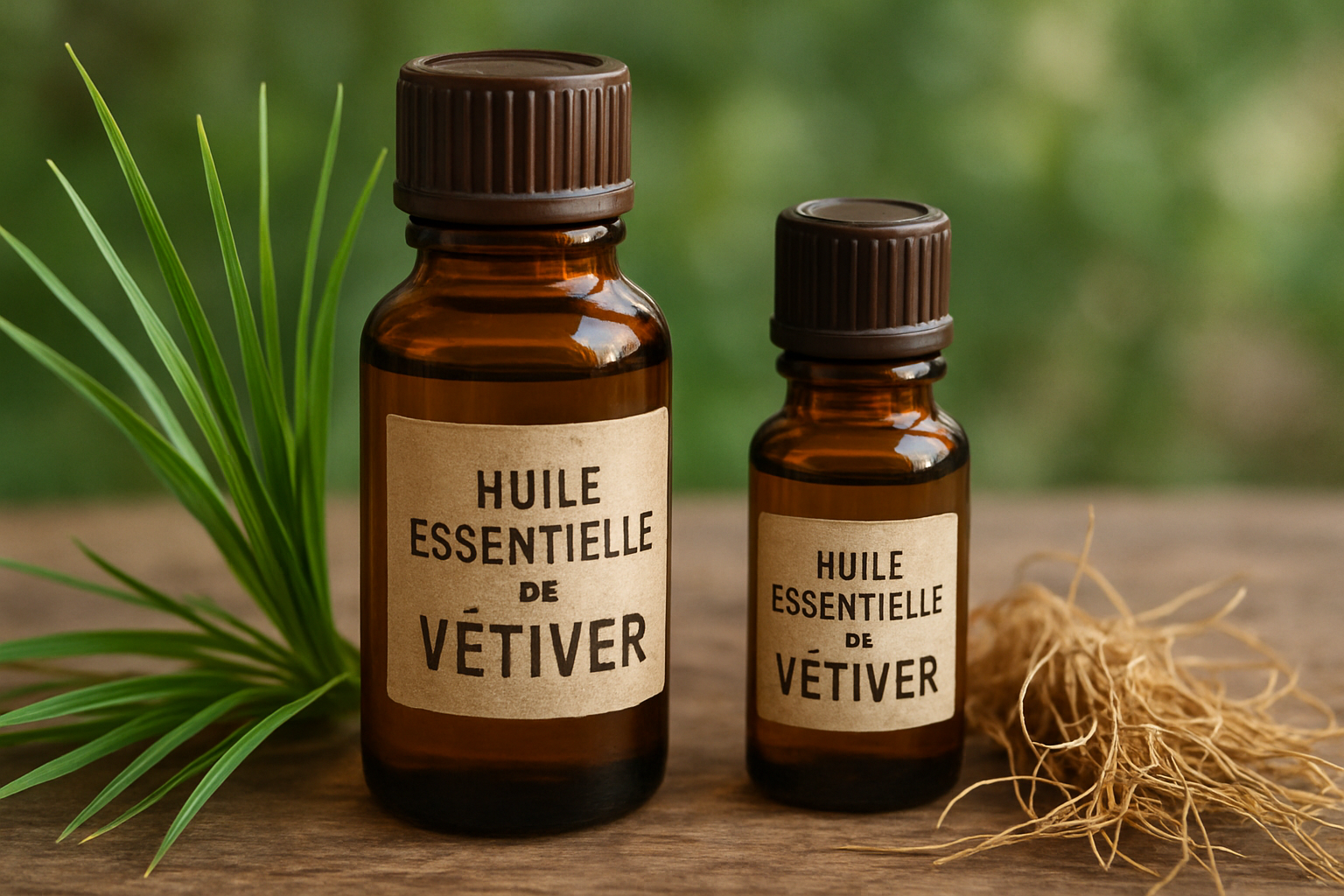 Flacons dhuiles essentielles de vtiver naturelles